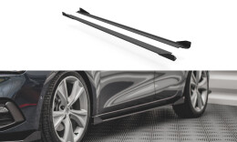 Street Pro Seitenschweller Ansatz Cup Leisten + Flaps für Seat Leon FR Mk4 schwarz Hochglanz
