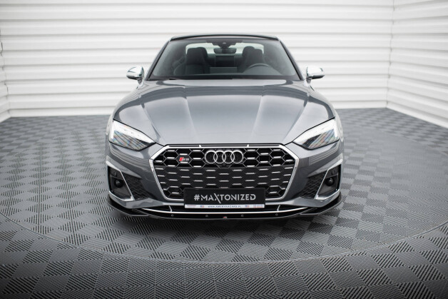 Cup Spoilerlippe Front Ansatz V.1 passend für Audi S5 / A5 S-Line F5 Facelift schwarz Hochglanz