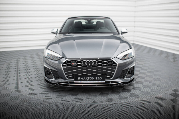 Cup Spoilerlippe Front Ansatz V.2 passend für Audi S5 / A5 S-Line F5 Facelift schwarz Hochglanz