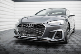Cup Spoilerlippe Front Ansatz V.2 passend für Audi S5 / A5 S-Line F5 Facelift schwarz Hochglanz