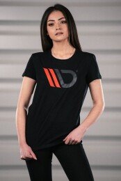 Maxton Design&reg; Black T-Shirt Damen Logo Rot-Schwarz