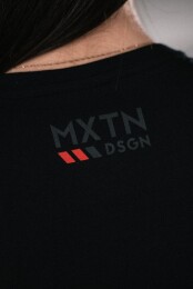 Maxton Design® Black T-Shirt Damen Logo Rot-Schwarz