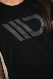 Maxton Design® Black T-Shirt Damen Logo Schwarz