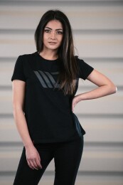 Maxton Design® Black T-Shirt Damen Logo Schwarz