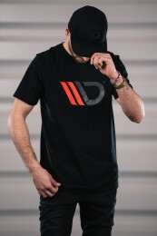 Maxton Design® Black T-Shirt Herren Logo Rot-Schwarz