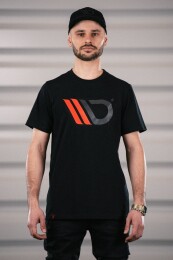 Maxton Design® Black T-Shirt Herren Logo Rot-Schwarz