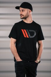 Maxton Design® Black T-Shirt Herren Logo Rot-Schwarz L