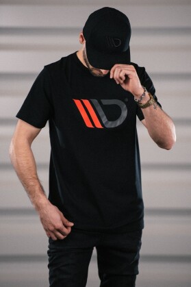 Maxton Design® Black T-Shirt Herren Logo Rot-Schwarz XL