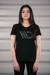 Maxton Design® Black T-Shirt Damen Logo Schwarz L
