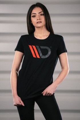 Maxton Design® Black T-Shirt Damen Logo Rot-Schwarz S