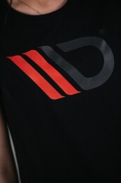 Maxton Design® Black T-Shirt Damen Logo Rot-Schwarz M
