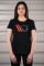 Maxton Design® Black T-Shirt Damen Logo Rot-Schwarz M