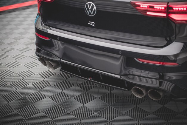 Street+ Mittlerer Diffusor Heck Ansatz passend für VW Golf R Hatchback Mk8 / Mk8 FL schwarz Hochglanz