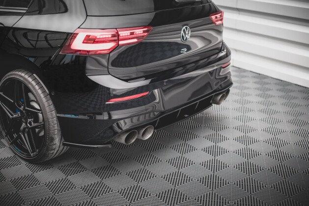 Heck Ansatz Flaps Diffusor V.1 für VW Golf R Mk8 schwarz Hochglanz