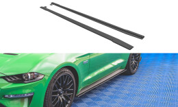 Street Pro Seitenschweller Ansatz Cup Leisten V.1 für Ford Mustang GT Mk6 Facelift SCHWARZ