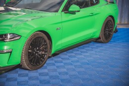Street Pro Seitenschweller Leisten V.1 + Flaps passend für Ford Mustang GT Mk6 FL schwarz Hochglanz