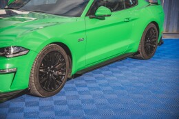 Street Pro Seitenschweller Ansatz Cup Leisten V.1 passend für Ford Mustang GT Mk6 Facelift rot+ Hochglanz Flaps