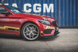 Street Pro Cup Spoilerlippe Front Ansatz für + Flaps für Mercedes-AMG C43 / AMG-Line Coupe C205 schwarz Hochglanz