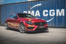 Street Pro Cup Spoilerlippe Front Ansatz + Flaps passend für Mercedes AMG C43 Coupe C205 rot+ Hochglanz Flaps