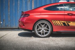 Street Pro Heck Ansatz Diffusor + Flaps passend für Mercedes-AMG C43 Coupe C205 SCHWARZ+ HOCHGLANZ FLAPS