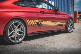 Street Pro Seitenschweller Ansatz Cup Leisten + Flaps passend für Mercedes-AMG C43 Coupe C205 FLAPS HOCHGLANZ