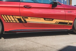 Street Pro Seitenschweller Ansatz Cup Leisten + Flaps passend für Mercedes-AMG C43 Coupe C205 FLAPS HOCHGLANZ