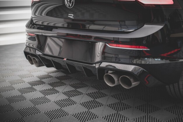 Heck Ansatz Diffusor V.1 passend für VW Golf R Mk8 schwarz Hochglanz