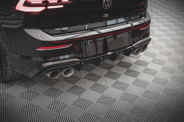 Heck Ansatz Diffusor V.2 passend für VW Golf R Mk8 schwarz Hochglanz