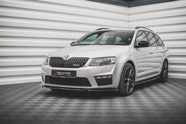 Street+ Spoilerlippe Front Ansatz V.4 passend für Skoda Octavia RS Mk3 schwarz Hochglanz