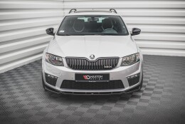 Street+ Spoilerlippe Front Ansatz V.4 passend für Skoda Octavia RS Mk3 schwarz Hochglanz