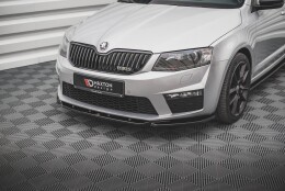 Street+ Spoilerlippe Front Ansatz V.4 passend für Skoda Octavia RS Mk3 schwarz Hochglanz
