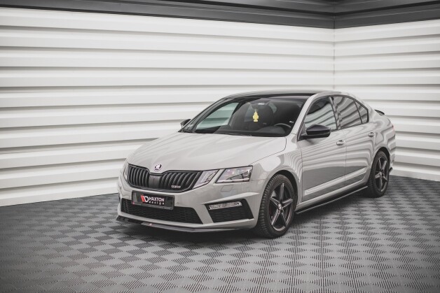 Cup Spoilerlippe Front Ansatz V.1 passend für Skoda Octavia RS Mk3 Facelift schwarz Hochglanz