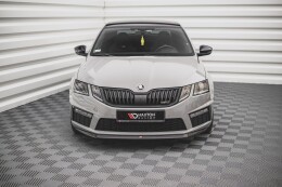 Cup Spoilerlippe Front Ansatz V.1 für Skoda Octavia RS Mk3 FL schwarz Hochglanz