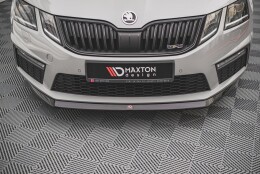 Cup Spoilerlippe Front Ansatz V.1 passend für Skoda Octavia RS Mk3 Facelift schwarz Hochglanz