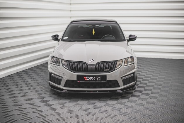 Cup Spoilerlippe Front Ansatz V.2 passend für Skoda Octavia RS Mk3 Facelift schwarz Hochglanz