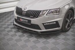 Cup Spoilerlippe Front Ansatz V.2 für Skoda Octavia RS Mk3 FL schwarz Hochglanz