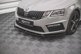 Cup Spoilerlippe Front Ansatz V.2 passend für Skoda Octavia RS Mk3 Facelift schwarz Hochglanz