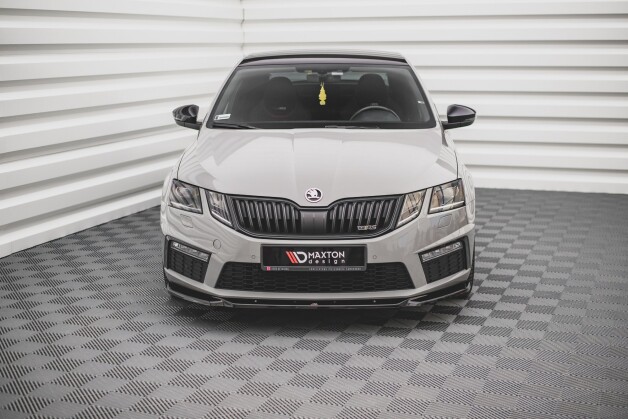 Cup Spoilerlippe Front Ansatz V.3 passend für Skoda Octavia RS Mk3 Facelift schwarz Hochglanz