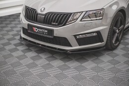 Cup Spoilerlippe Front Ansatz V.3 passend für Skoda Octavia RS Mk3 Facelift schwarz Hochglanz