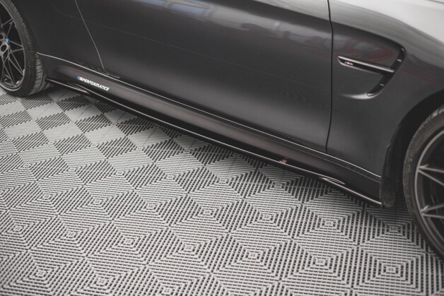 Street+ Seitenschweller Leisten V.2 passend für BMW M4 F82 schwarz Hochglanz