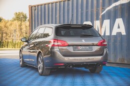 Heck Ansatz Diffusor + Endrohre schwarz für Peugeot 308 SW Mk2 FL schwarz Hochglanz