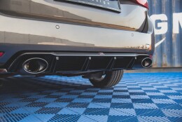 Heck Ansatz Diffusor + Endrohre schwarz passend für Peugeot 308 SW Mk2 FL schwarz Hochglanz