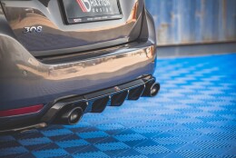 Heck Ansatz Diffusor + Endrohre schwarz passend für Peugeot 308 SW Mk2 FL schwarz Hochglanz