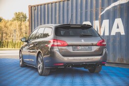 Heck Ansatz Diffusor + Endrohre schwarz passend für Peugeot 308 SW Mk2 FL schwarz Hochglanz