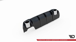 Heck Ansatz Diffusor + Endrohre schwarz passend für Peugeot 308 SW Mk2 FL schwarz Hochglanz
