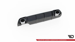 Heck Ansatz Diffusor + Endrohre schwarz passend für Peugeot 308 SW Mk2 FL schwarz Hochglanz