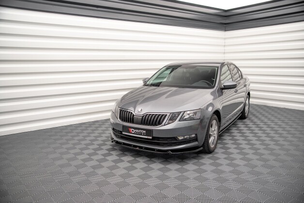 Cup Spoilerlippe Front Ansatz V.1 passend für Skoda Octavia Mk3 Facelift schwarz Hochglanz