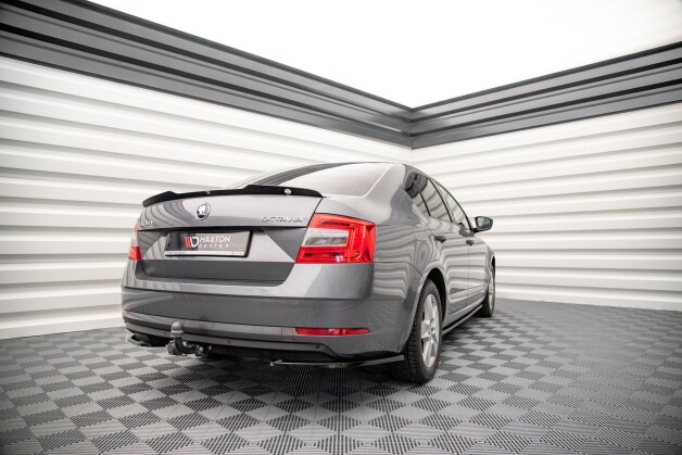 Heck Ansatz Flaps Diffusor passend für Skoda Octavia Mk3 Facelift schwarz Hochglanz