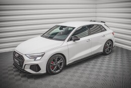 Street Pro Seitenschweller Ansatz Cup Leisten passend für Audi S3 / A3 S-Line 8Y SCHWARZ