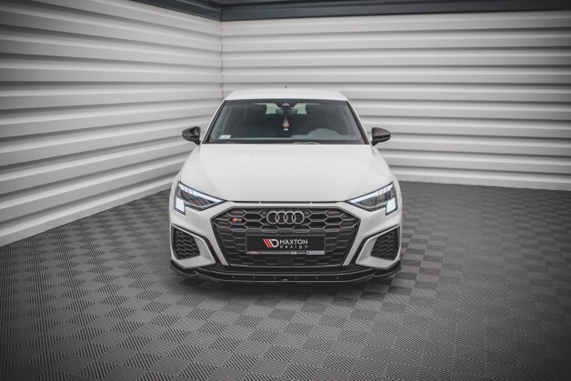 Cup Spoilerlippe Front Ansatz V.4 passend für Audi S3 / A3 S-Line 8Y schwarz Hochglanz